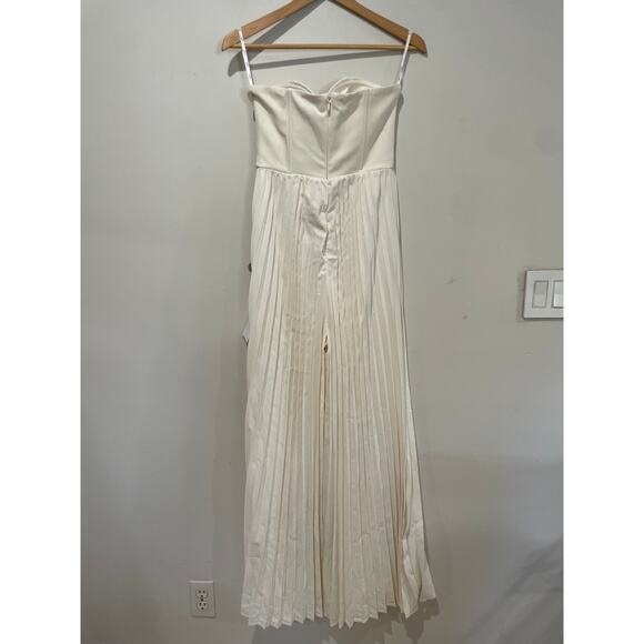 NWT Club L London Lorelai Corset Plisse Wide-Leg Jumpsuit Cream Women's Size 6 - Picture 7 of 7